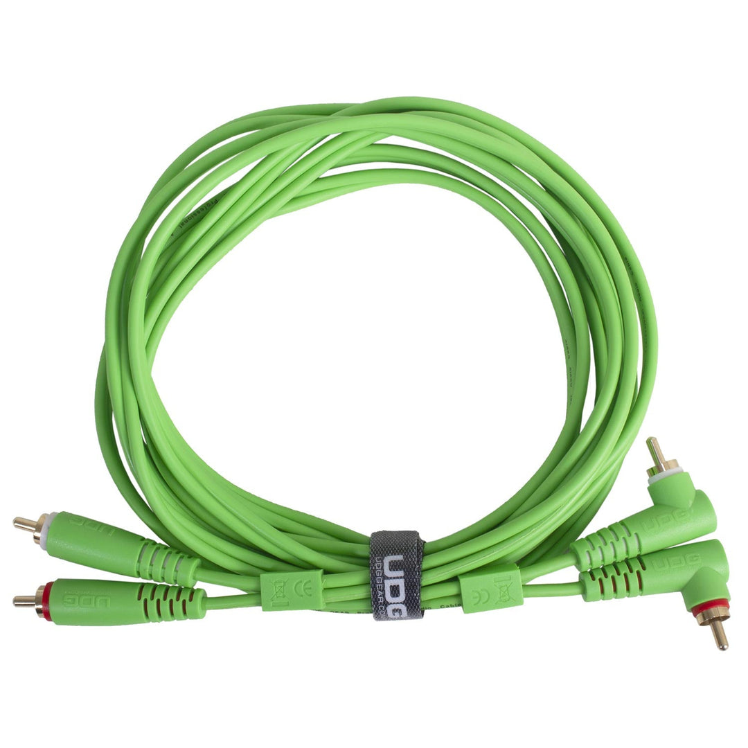 UDG Ultimate Audio Cable Set RCA Droit-RCA Coudé Vert 3m