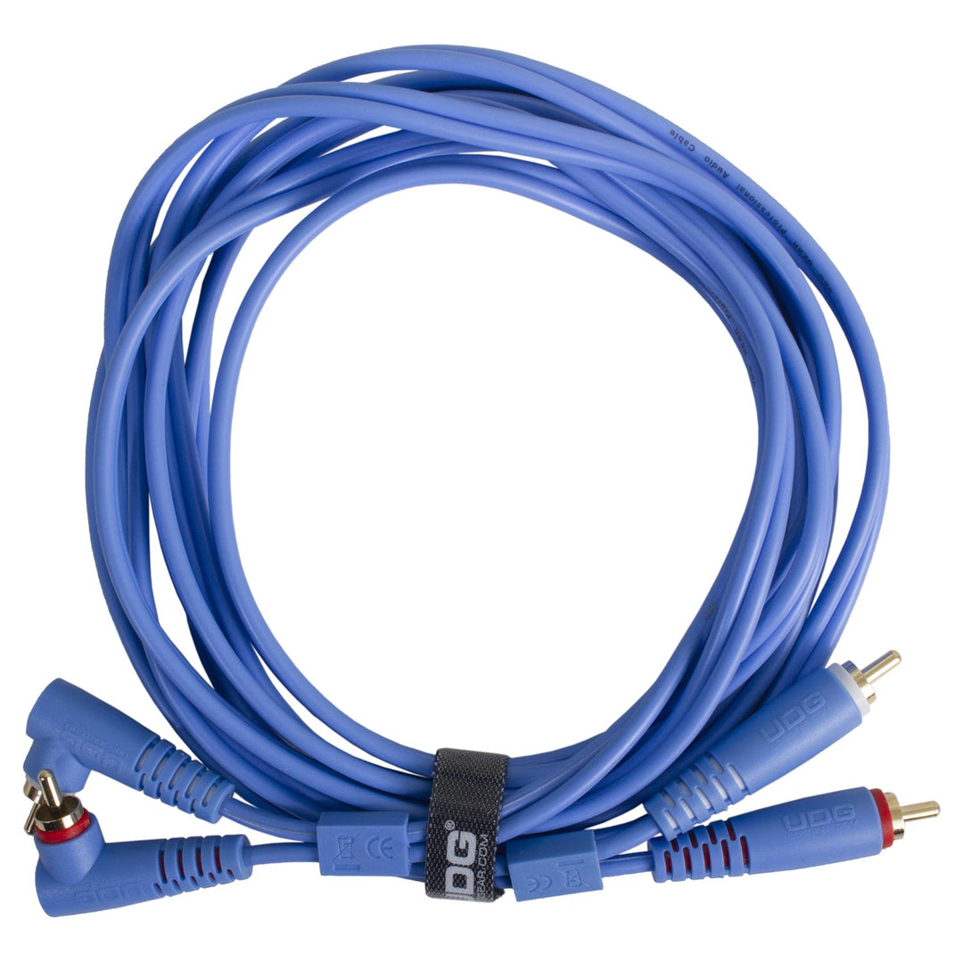 UDG Ultimate Audio Cable Set RCA Droit-RCA Coudé Bleu 3m
