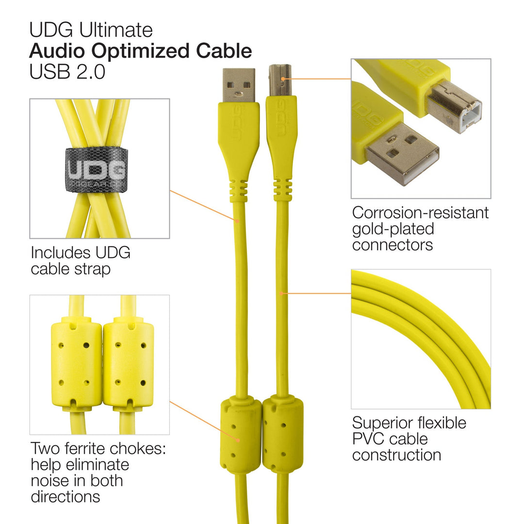 UDG Ultimate Audio Cable USB 2.0 A-B Jaune Angled 1m