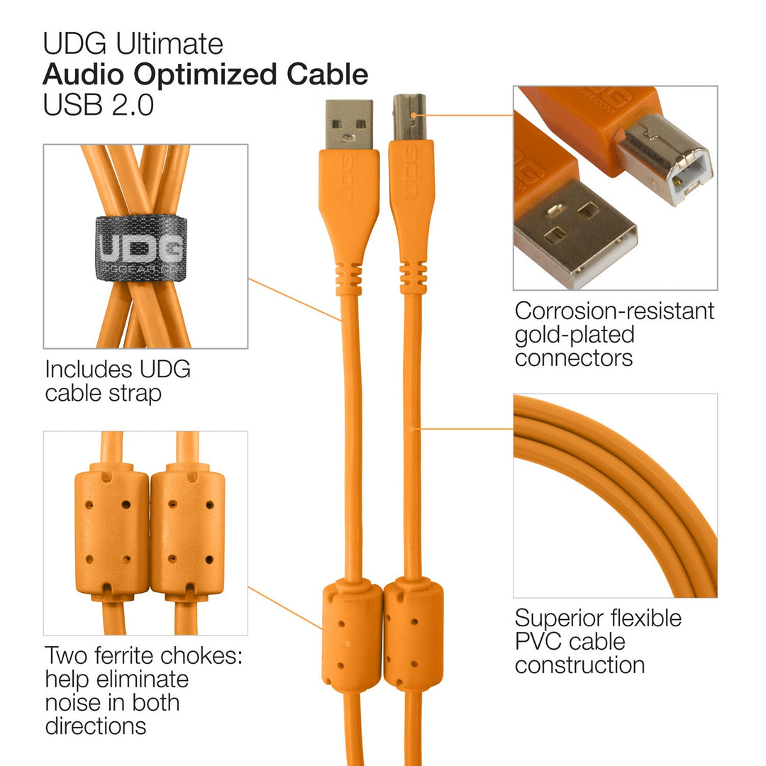 UDG Ultimate Audio Cable USB 2.0 A-B Orange Droit 3m