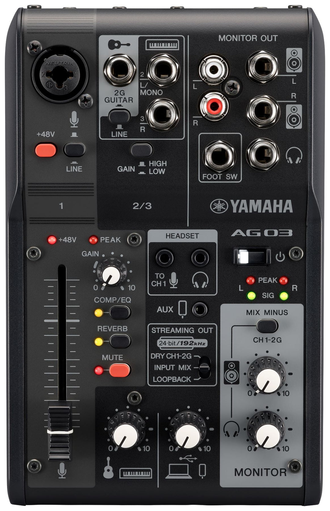 Yamaha AG03 MkII - Pack Live Streaming (Noir)
