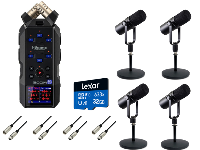 Zoom H6e Essential Podcast Package (4 people)