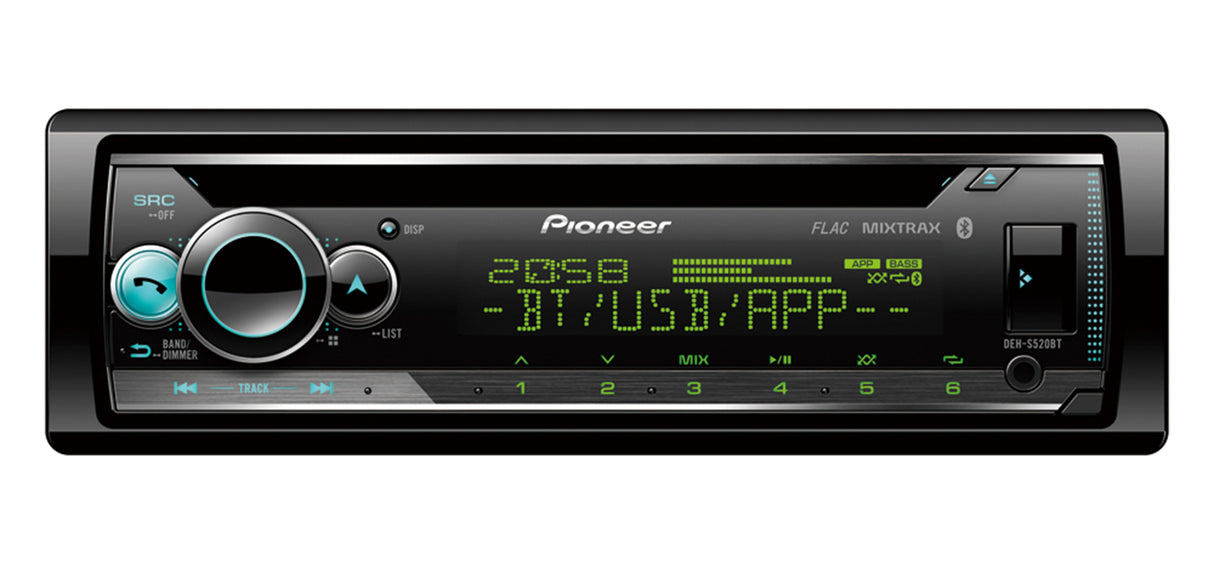 Pioneer DEH-S520BT 1-DIN Car Stereo w. CD, Bluetooth and Spotify