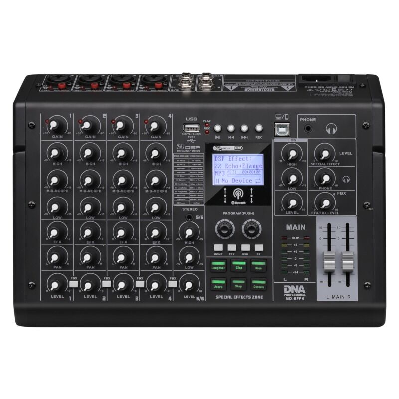 DNA MIX-EFF 6 Mixeur analogique 6 canaux avec Bluetooth, USB et DSP