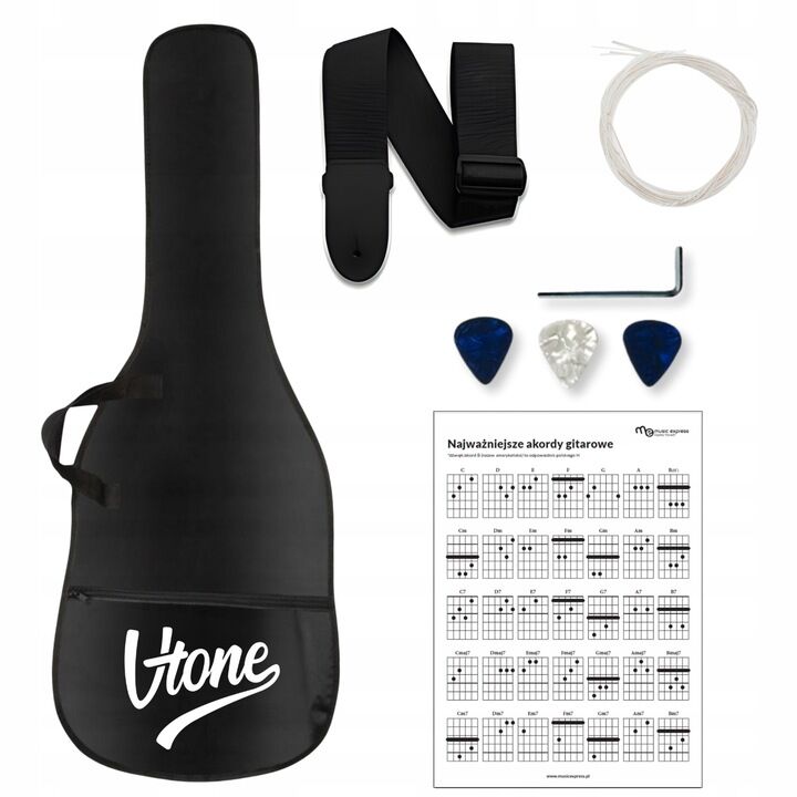 V-Tone CG TWO NT Guitares classique 4/4 Natural, kit de démarrage avec étui et accessoires