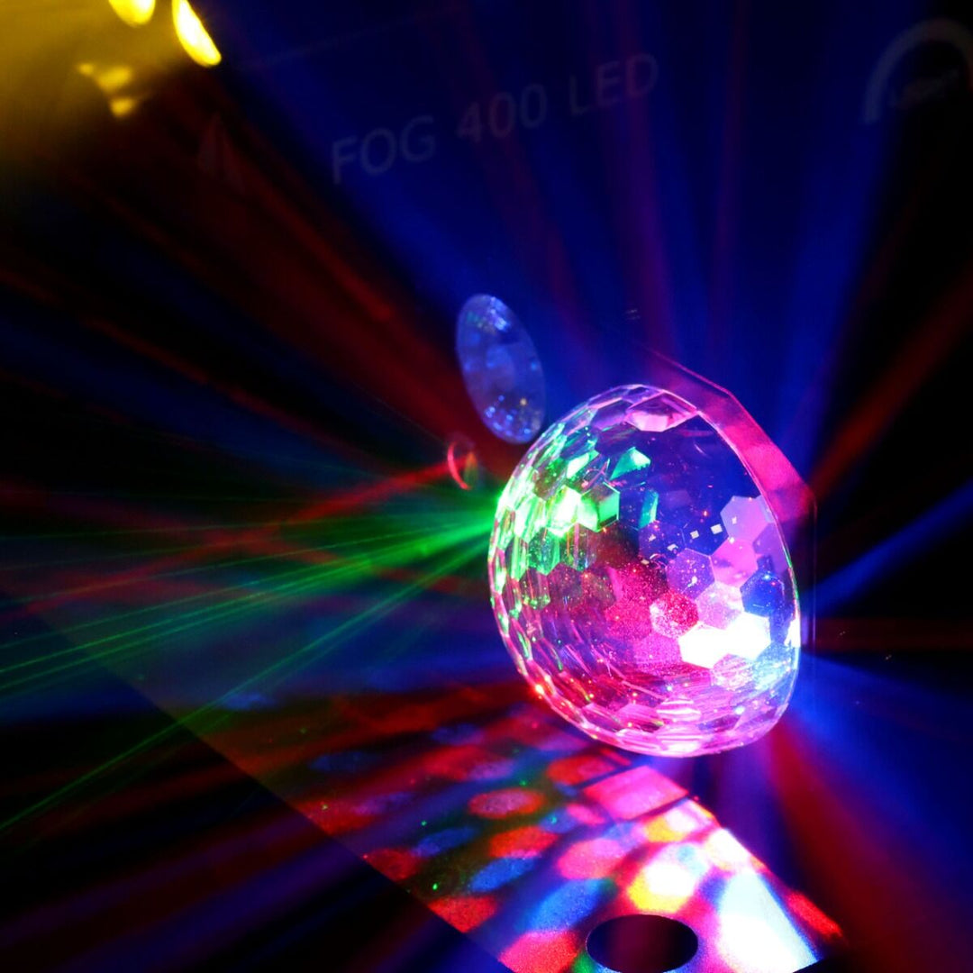 Light4Me GIG SET 2 Pack fête – Machine à brouillard, machine à bulles & effet lumineux 4-en-1