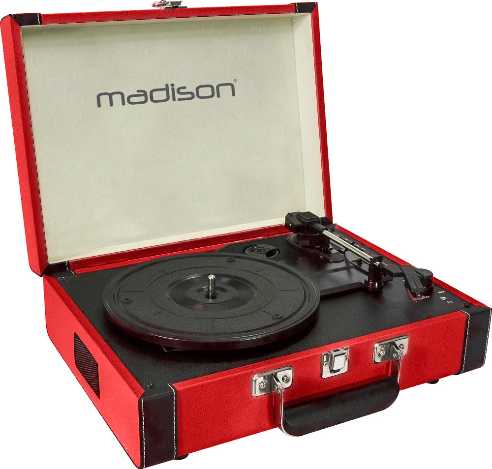 Madison Vintage Turntable with Bluetooth (Red)