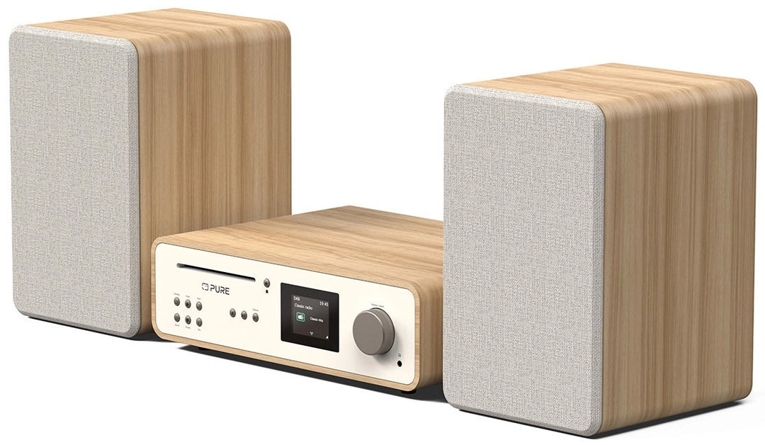 Pure Classic Système stéréo Hi-Fi – DAB+, CD, Bluetooth, 100W, chêne