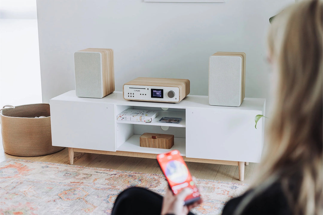 Pure Classic Système stéréo Hi-Fi – DAB+, CD, Bluetooth, 100W, chêne