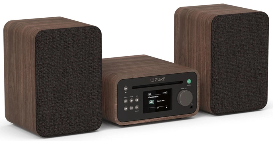 Pure Classic Stereo Mini Hi-Fi System – DAB+, CD, Bluetooth, 40W, Walnut