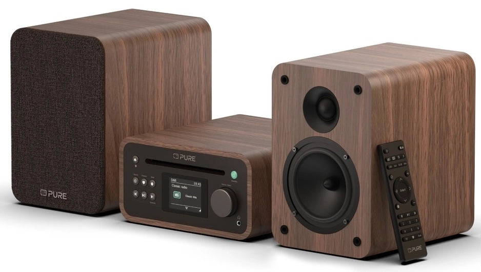 Pure Classic Système Mini Hi-Fi stéréo – DAB+, CD, Bluetooth, 40W, noyer