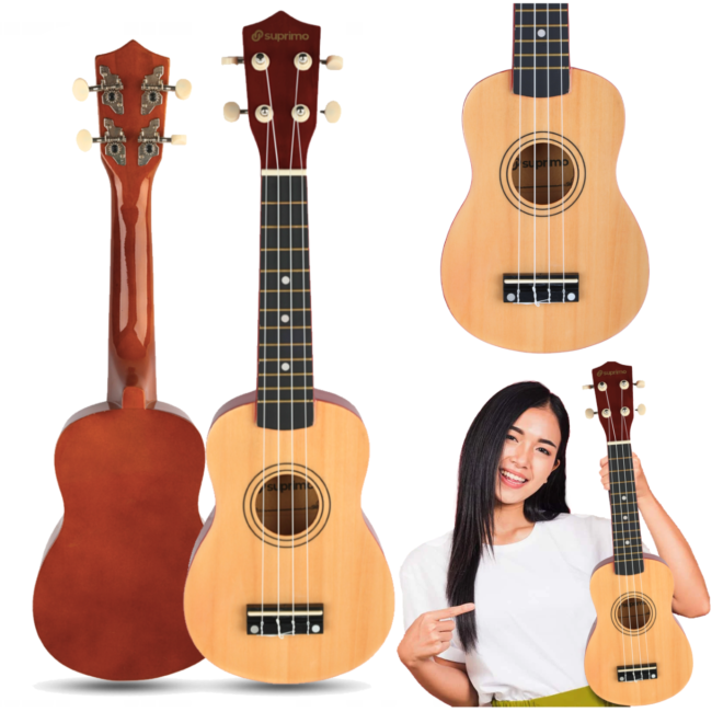 Ukulélé soprano ; bois naturel