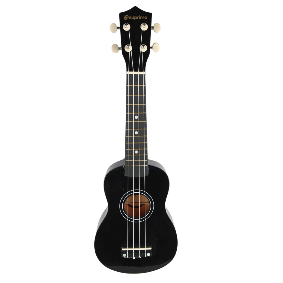 Ukulelesæt med Etui, Tuner og Tilbehør, Sort