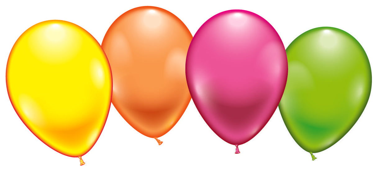 Neon coloured UV balloons 100 pcs. mix