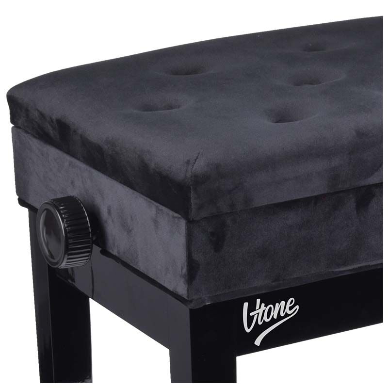 Banc de piano – Rangement et hauteur réglable (velours noir)