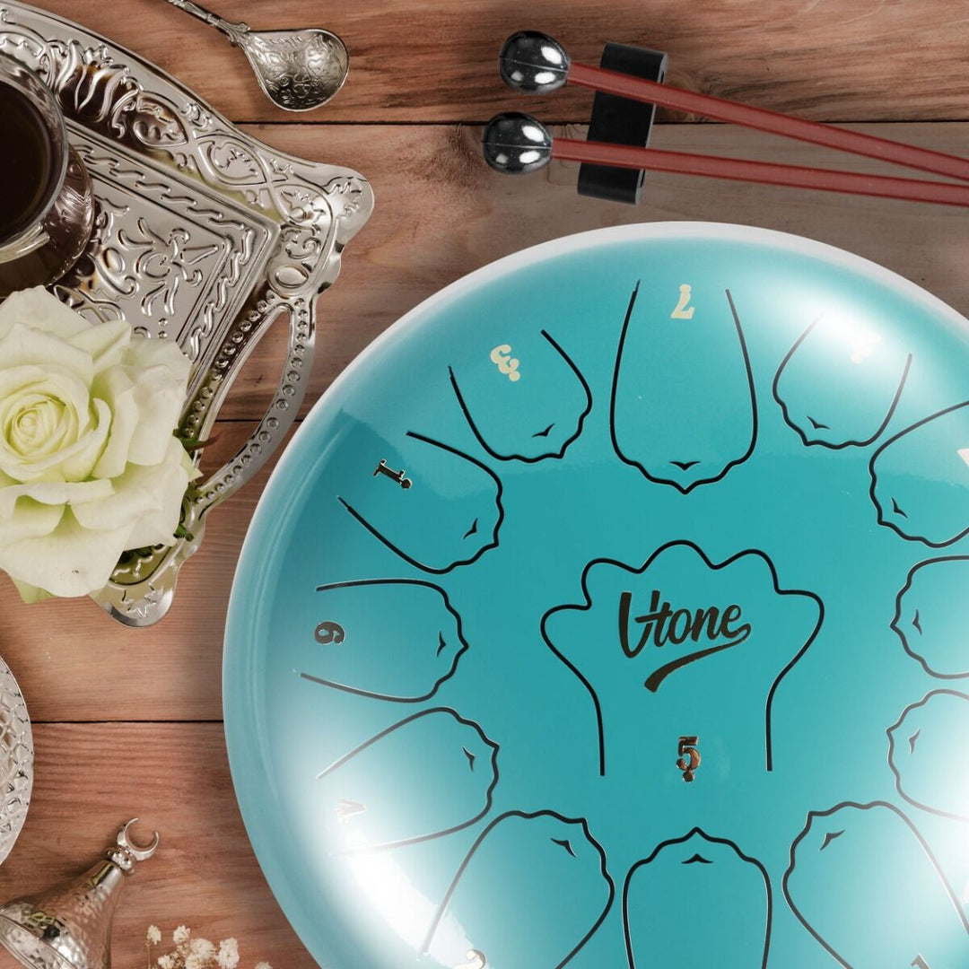 Tongue Drum 12" Cyan avec housse (13 notes gamme de C)