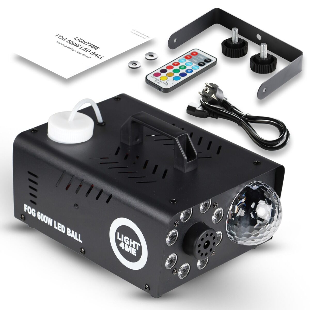 Light4Me Fog 600W LED Ball Fog Machine – RGB Disco Effect