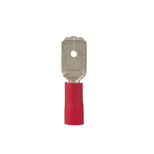 Cosse de câble rouge mâle plate 0,5-1,5mm2 10 pièces.