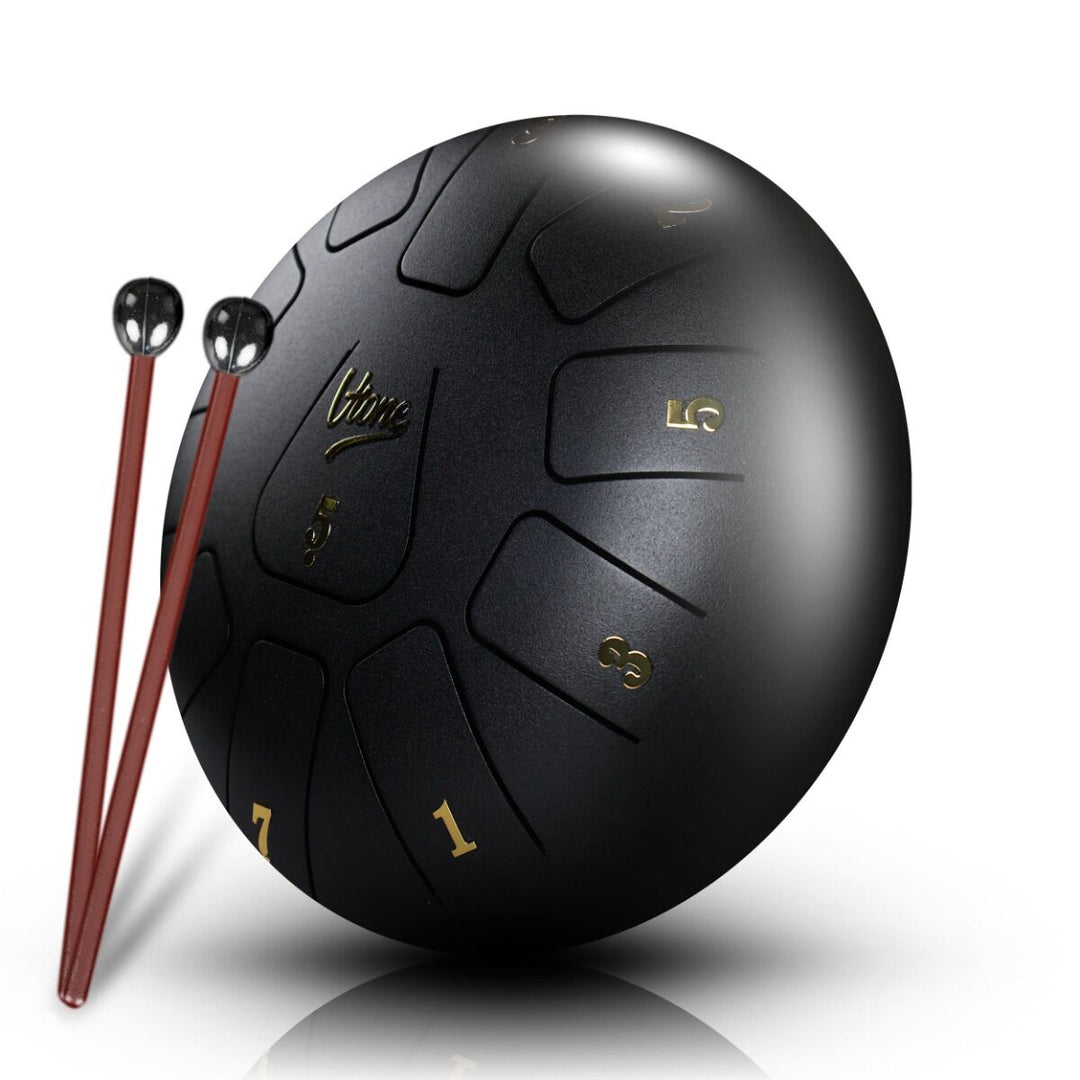 Tongue Drum 8" noir avec accessoires (11 tons)