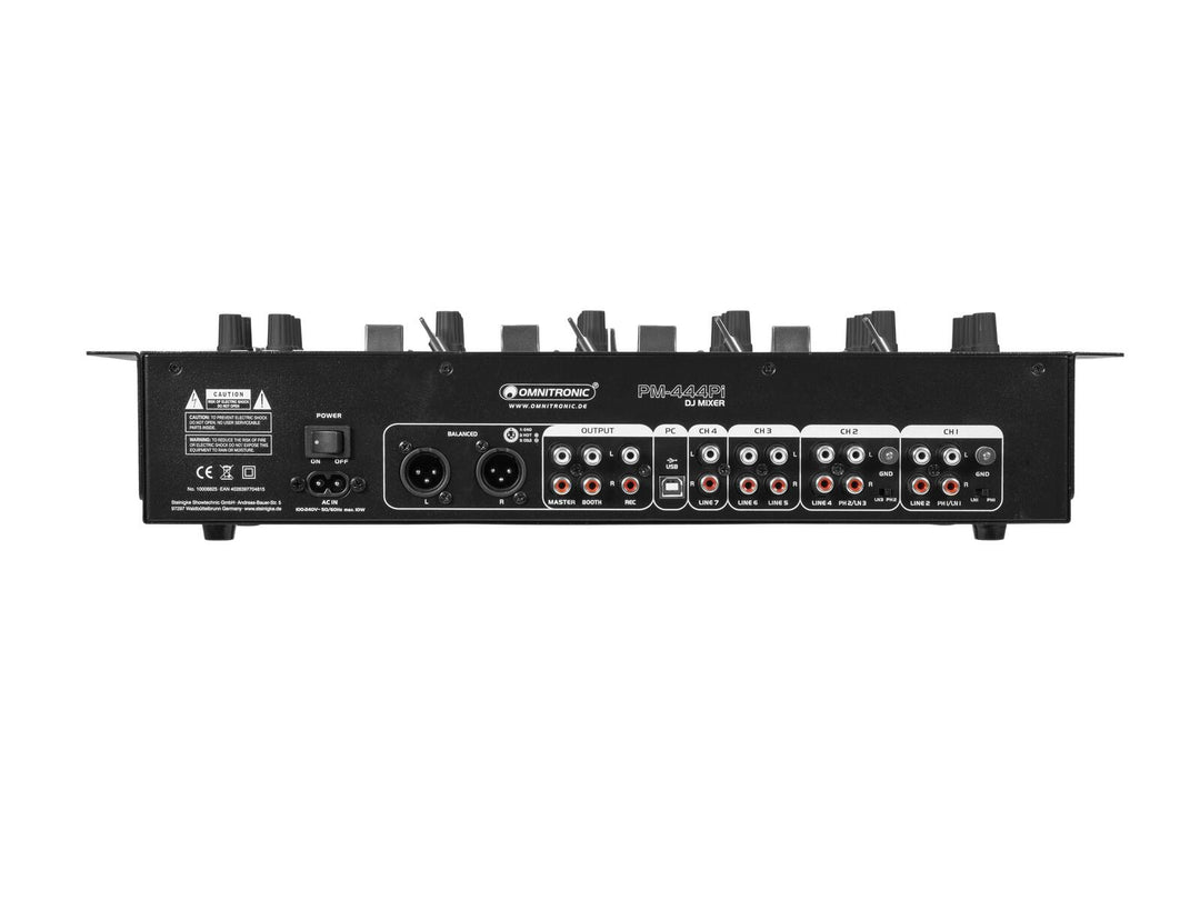 OMNITRONIC PM-444Pi Mixeur DJ 4 canaux avec lecteur & interface USB