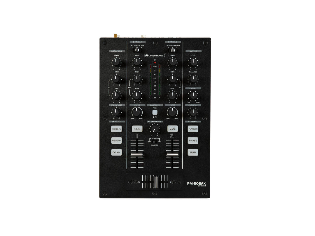 OMNITRONIC PM-202FX Table de mixage DJ 2 canaux avec filtre, FX et Bluetooth