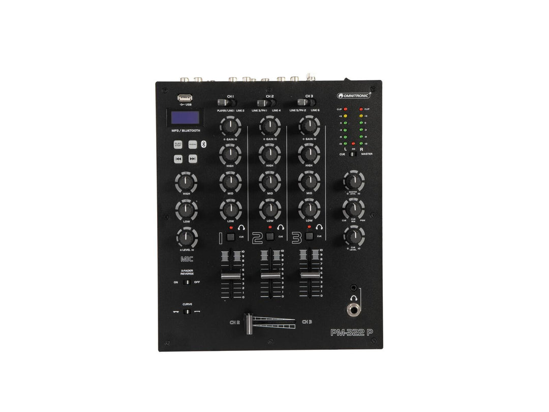 OMNITRONIC PM-322P table de mixage DJ 3 canaux avec Bluetooth & lecteur USB