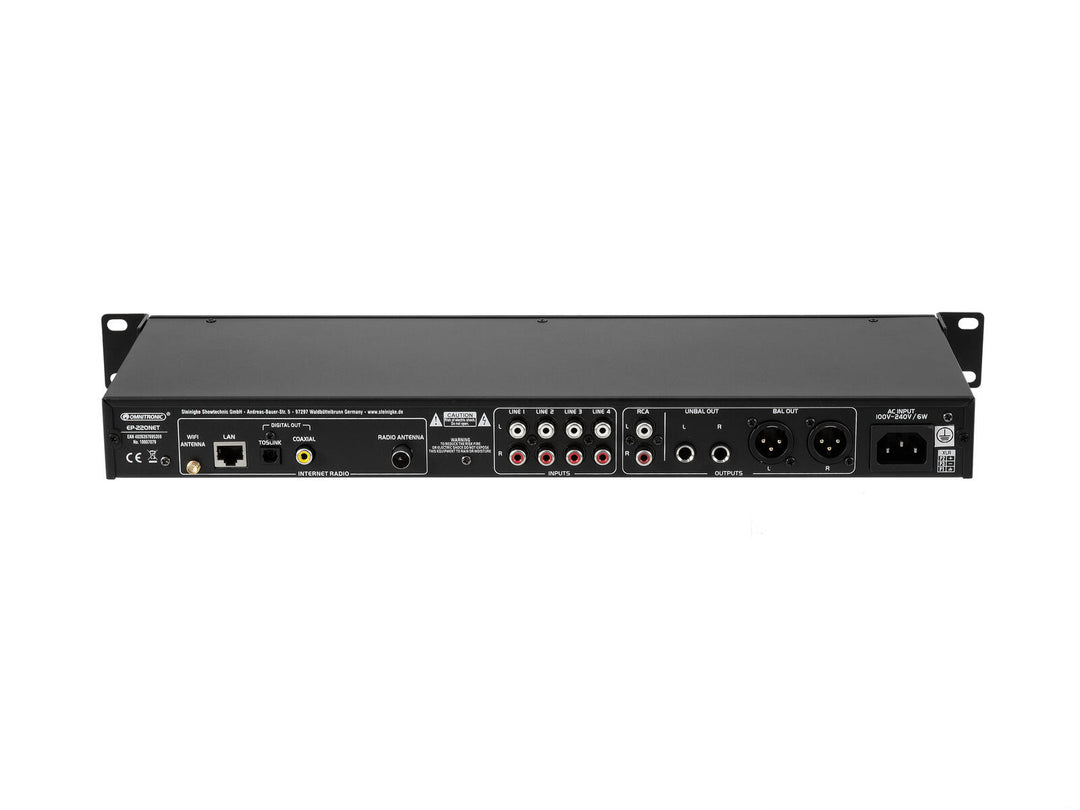 OMNITRONIC EP-220NET Préamplificateur avec radio Internet, DAB+ et Bluetooth
