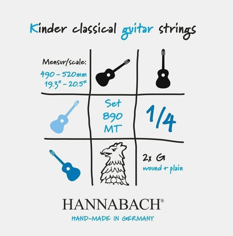 Hannabach 890 1/4 G3 corde filée pour guitare enfant, medium tension