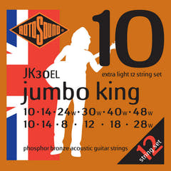 Rotosound Cordes pour Guitares acoustique Jumbo King - Set 12 cordes Extra Light 10-48 (JK30EL)