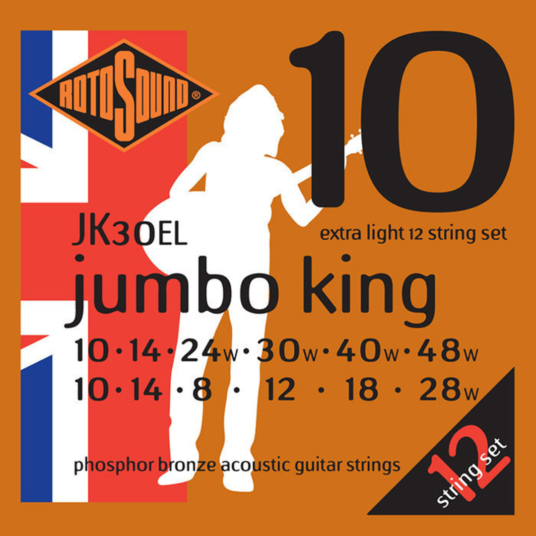 Rotosound Cordes pour Guitares acoustique Jumbo King - Set 12 cordes Extra Light 10-48 (JK30EL)