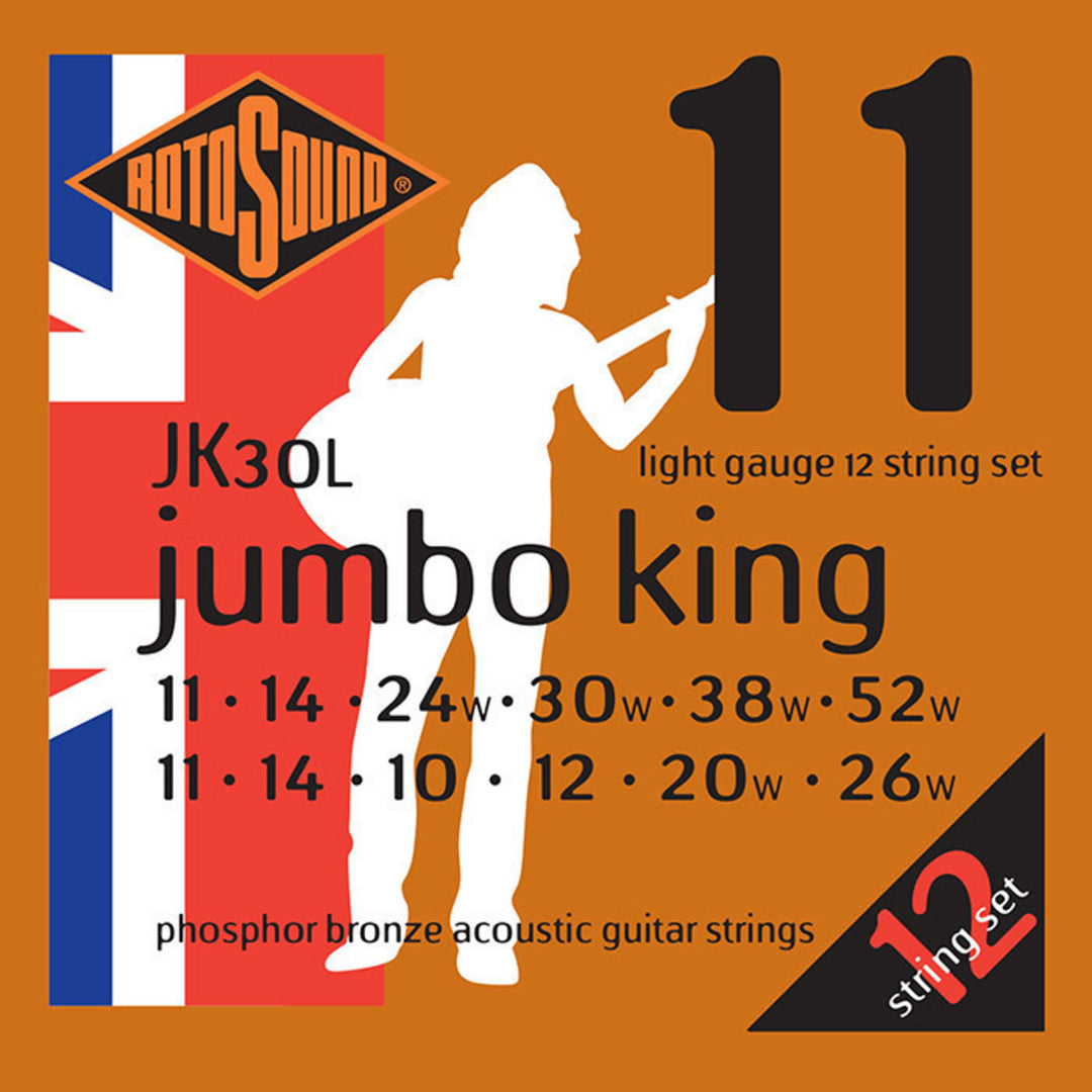 Cordes Rotosound pour guitare acoustique Jumbo King - set 12 cordes Light 11-52 (JK30L)