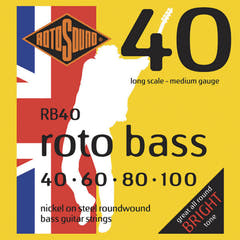 Rotosound Cordes de basse électrique Roto Bass - Set 4 cordes Nickel Medium 40-100 (RB40)