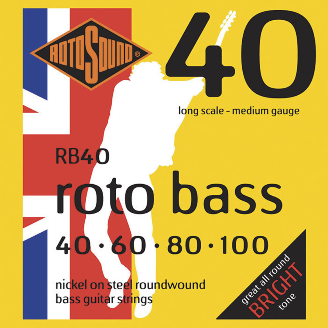 Rotosound Cordes de basse électrique Roto Bass - Set 4 cordes Nickel Medium 40-100 (RB40)