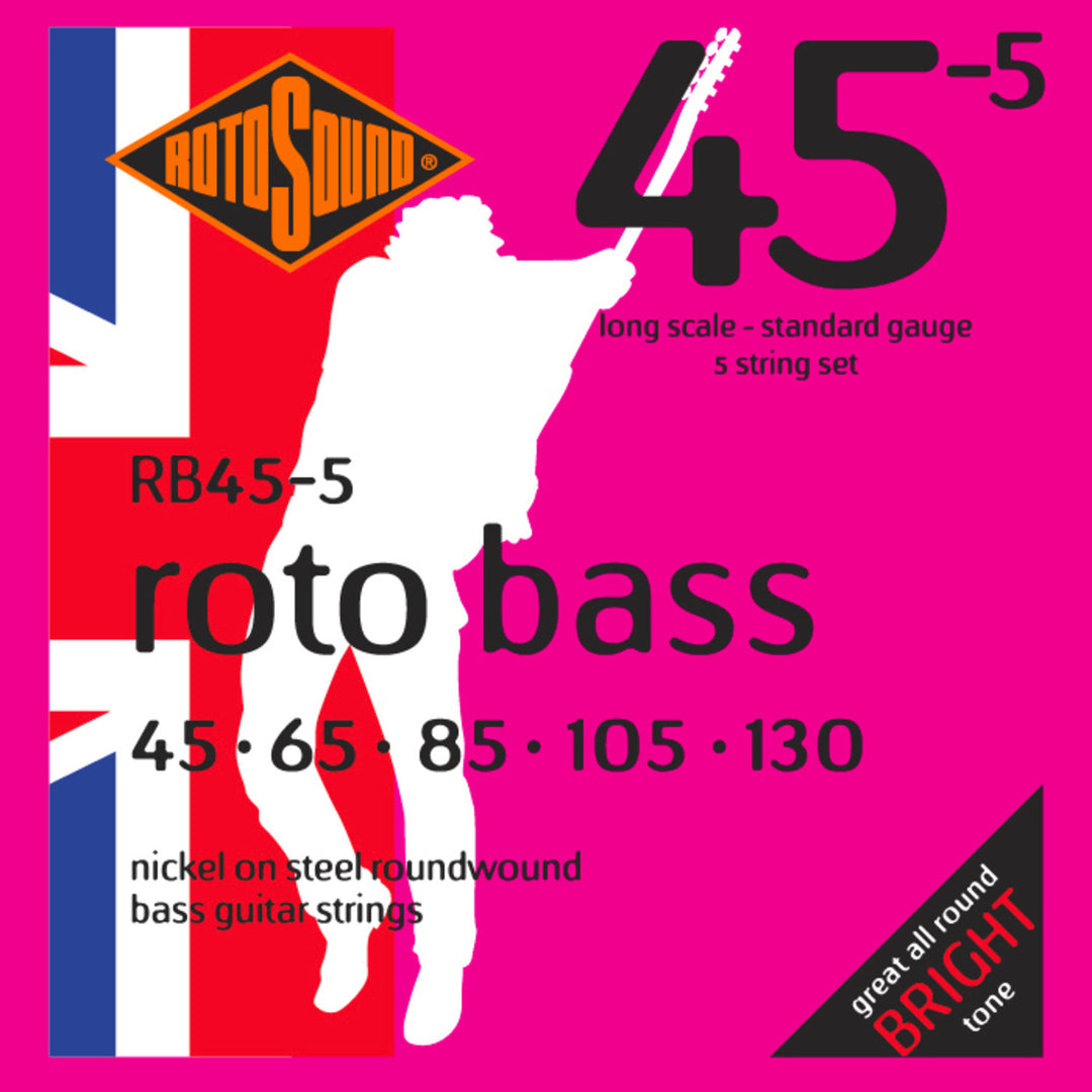 Rotosound Cordes de basse électrique Roto Bass - Set 5 cordes Nickel Standard 45-130 (RB45-5)