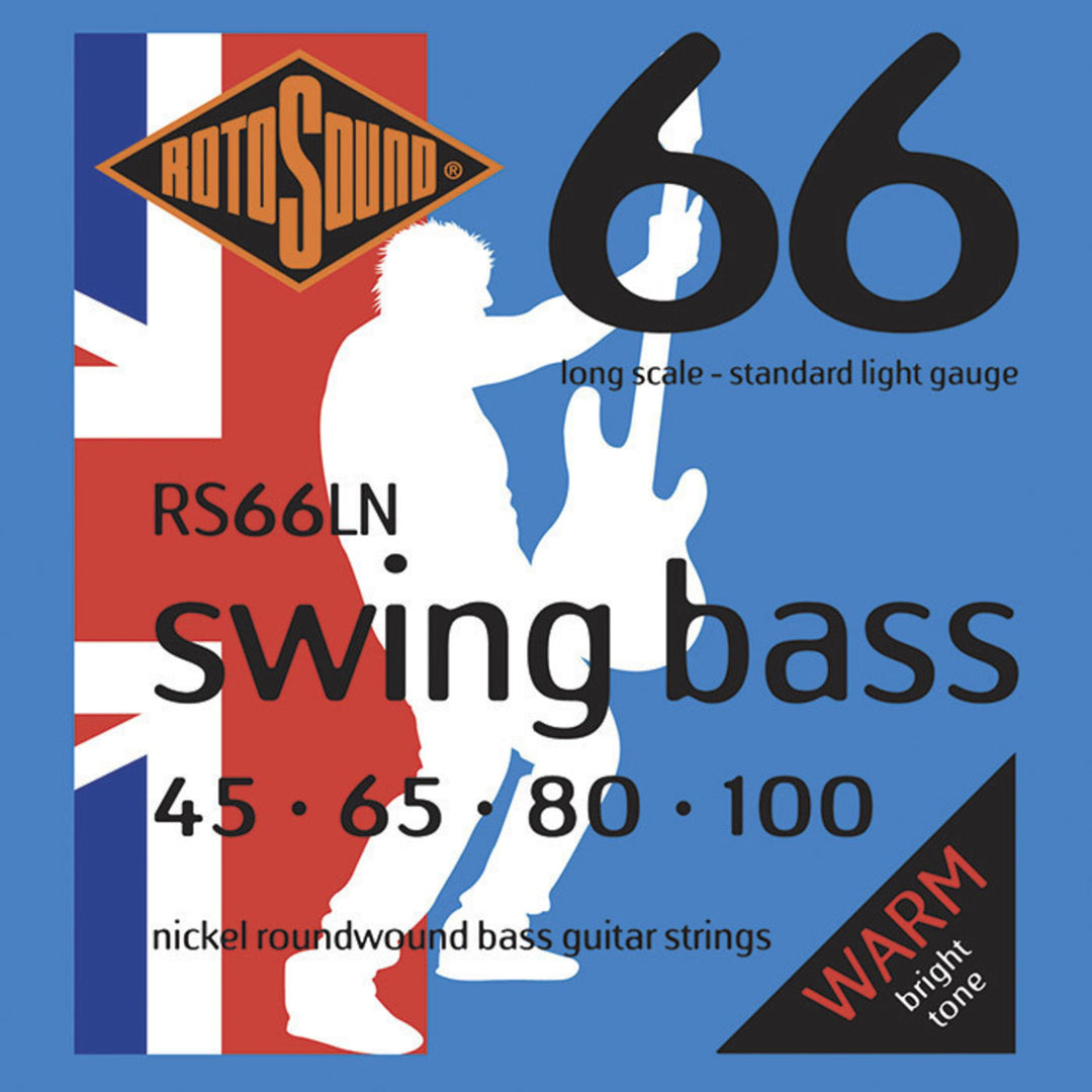 Rotosound Cordes de guitare basse électrique Swing Bass 66 - Jeu 4 cordes Nickel Standard Light 45-100 (RS66LN)
