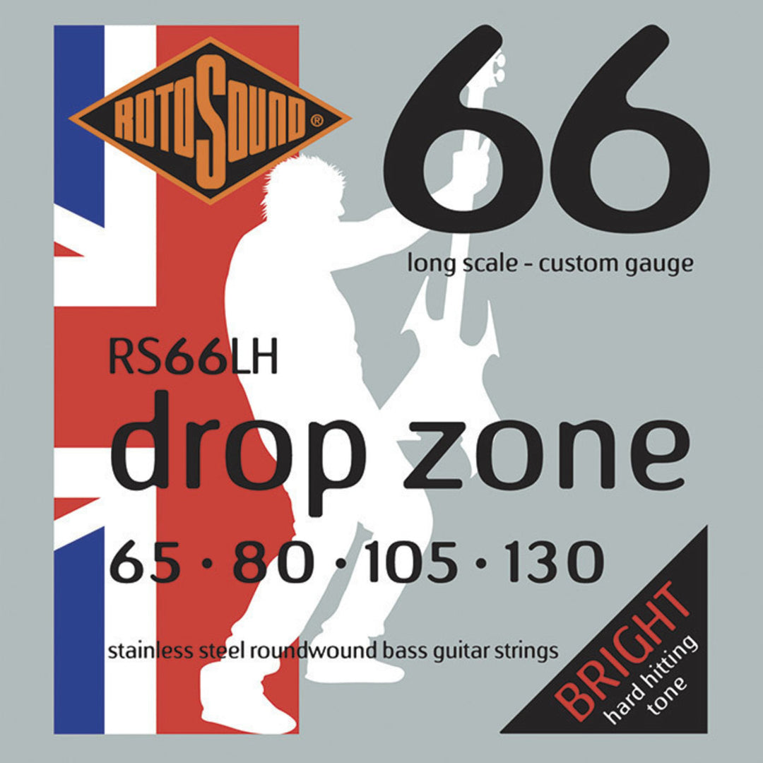 Cordes de basse électrique Rotosound Swing Bass 66 - set 4 cordes DROP ZONE Custom 65-130 (RS66LH)