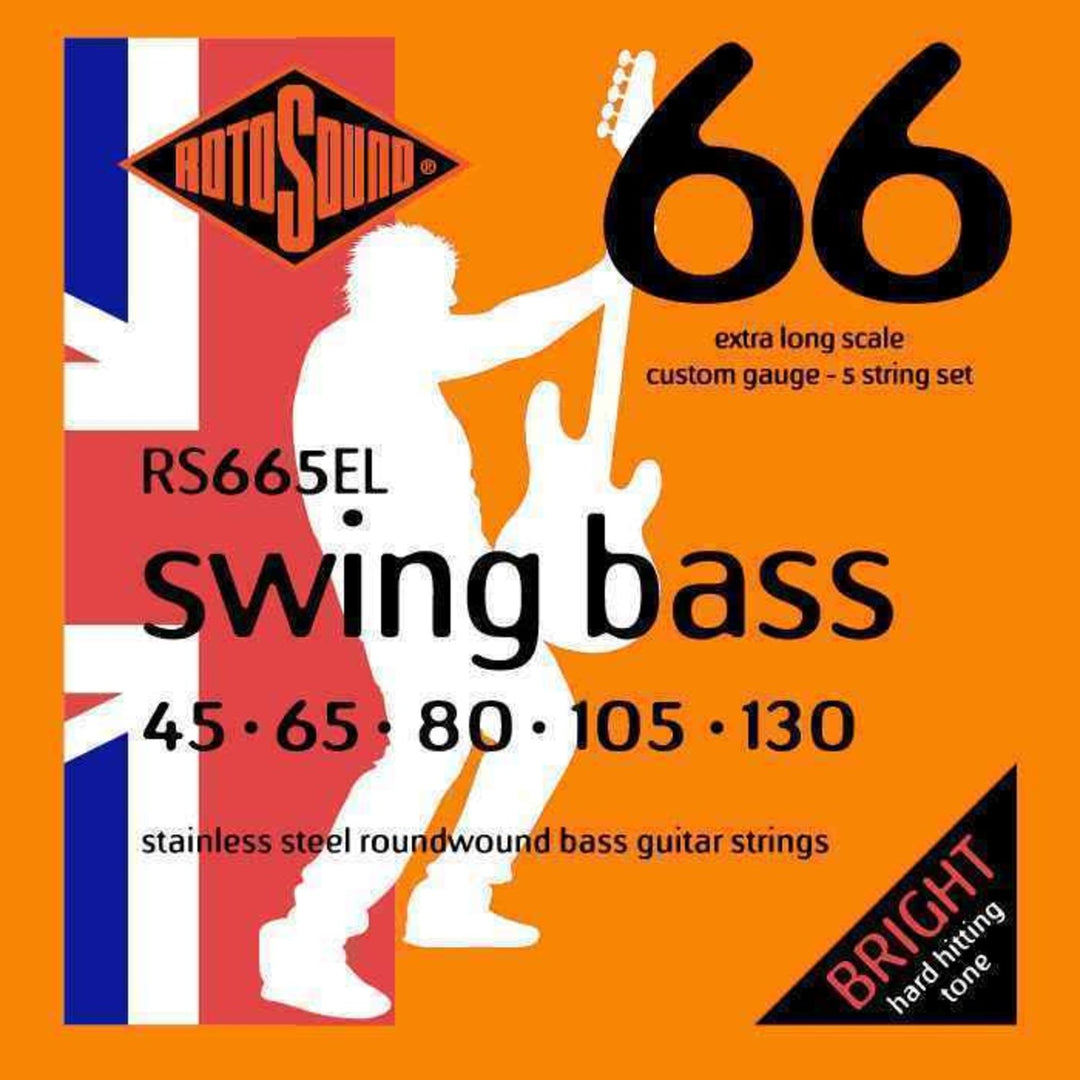 Rotosound Cordes de guitare basse électrique Swing Bass 66 - Jeu 5 cordes Ex long Custom 45-130 (RS665EL)