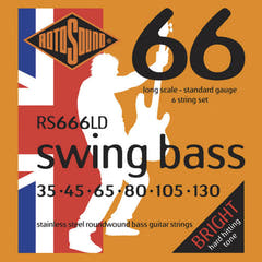 Cordes de basse électrique Rotosound Swing Bass 66 - Set 6-string en acier inoxydable Standard 35-130 (RS666LD)