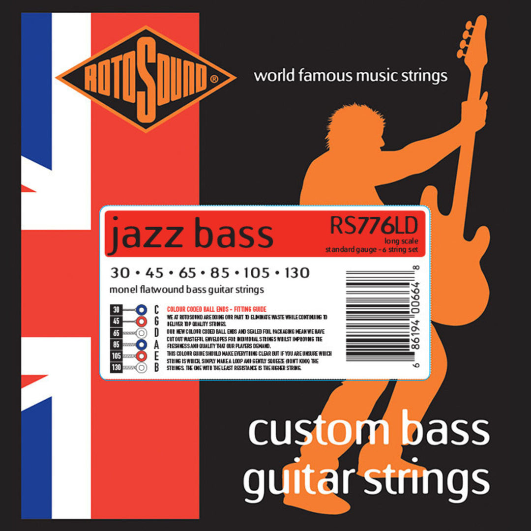 Cordes Rotosound Jazz Bass Jazz Bass 77 - Jeu 6 cordes Flatwound Standard 30-130 (RS776LD)