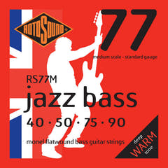 Cordes de basse Jazz Rotosound Jazz Bass 77 - Jeu 4 cordes Medium 40-90 //Longueur d’échelle Medium (30.5"/772mm à 32"/810mm) (RS77M)