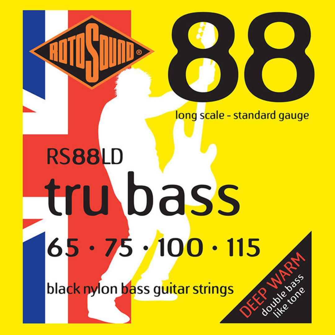 Rotosound Cordes de basse électrique Tru Bass 88 - Set 4 cordes medium, longueur d’échelle (32"/810mm) à longue échelle (34"/860mm) (RS88LD)