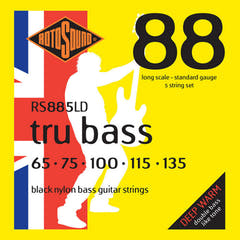 Cordes de basse Rotosound E-Bass Tru Bass 88 - Set 5 cordes Long 65-135 ; Long scale : longueur de diapason (34"/860mm) - jusqu'à medium (32"/810mm) (RS885LD)