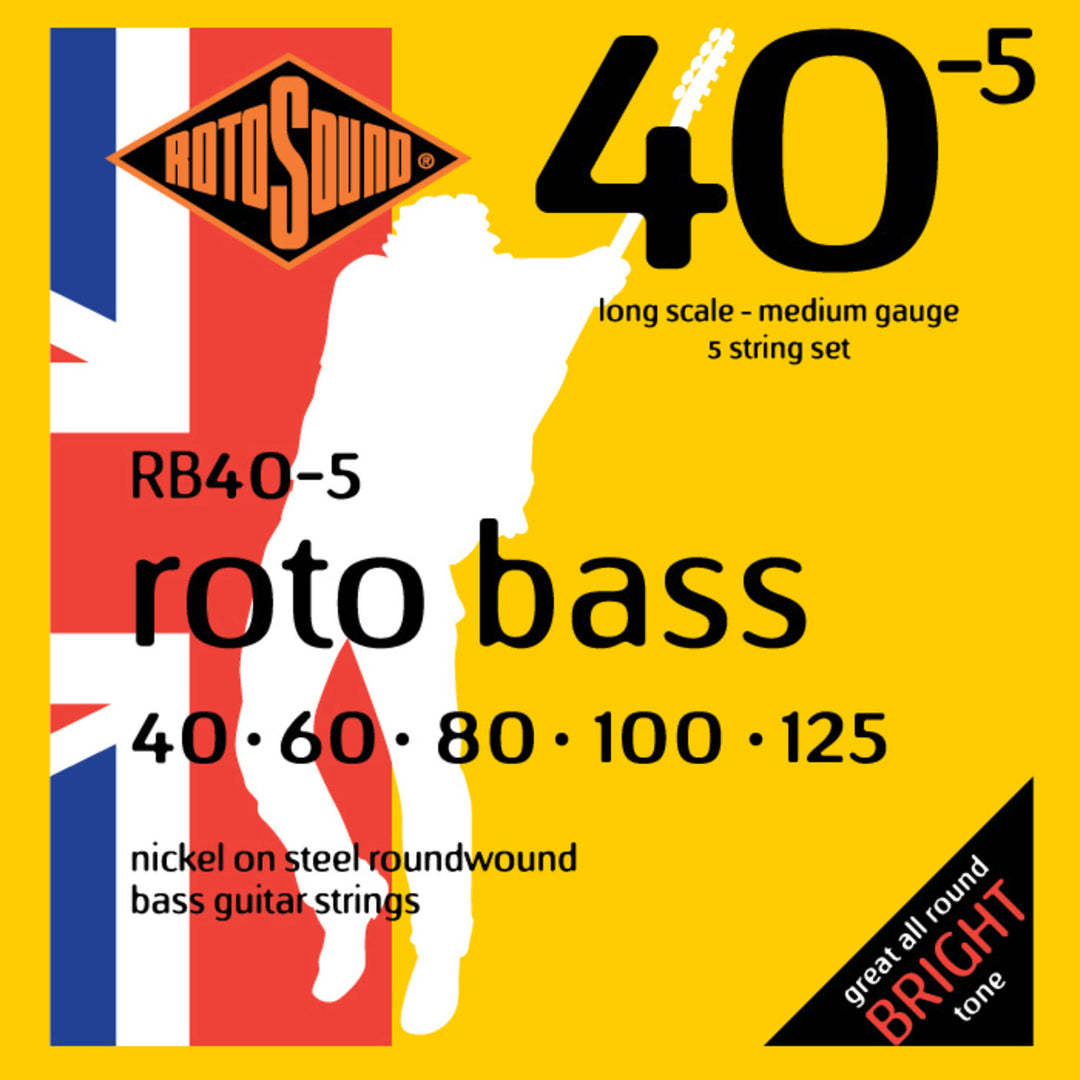 Rotosound Cordes de basse électrique Roto Bass - Set 5 cordes Nickel Standard 40-125 (RB40-5)