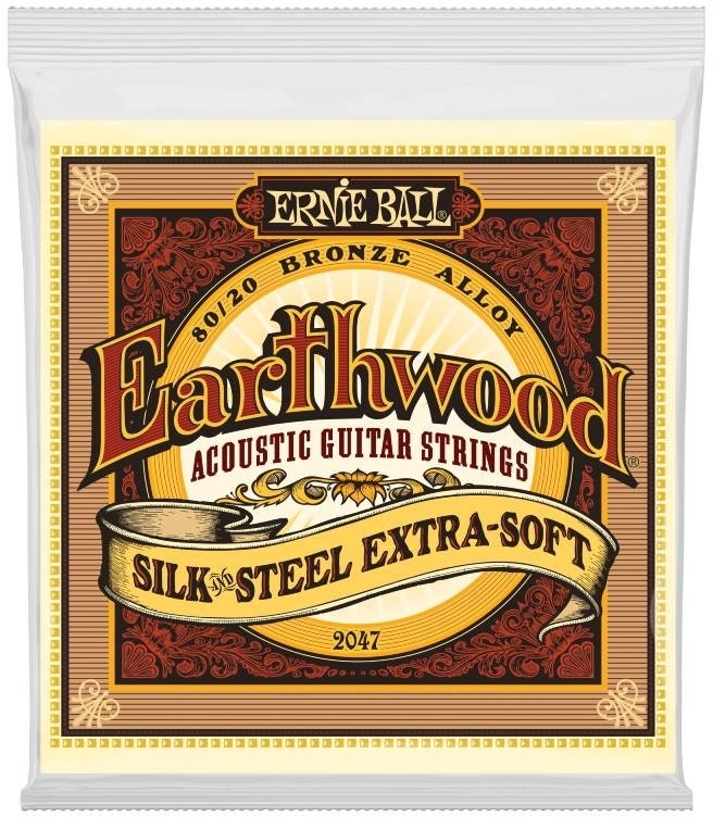 Ernie Ball 2047 Earthwood 80/20 Silk & Steel, extra souple