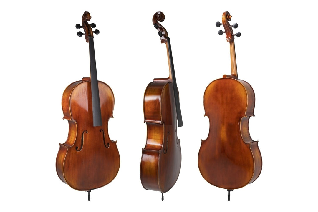 GEWA Violoncelle Allegro Antique - 7/8 (Monté avec cordier à réglage fin Wittner, bag inclus, archet en Massaranduba et cordes Larsen Aurora)
