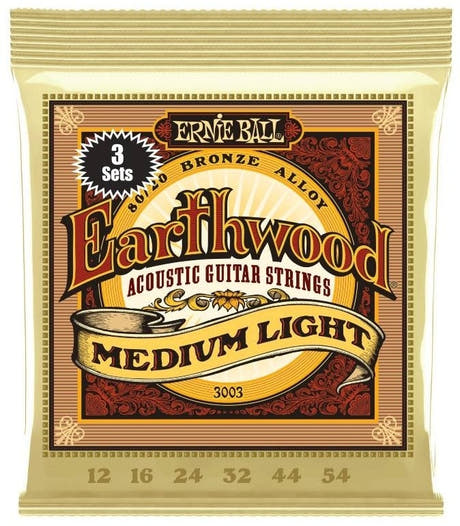 Ernie Ball 3003 Earthwood 80/20 Medium Light - pack de 3 jeux