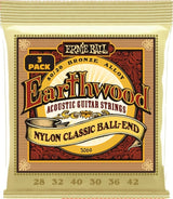 Ernie Ball 3069 Folk Nylon transparentes & Or cordes à boule 3-P