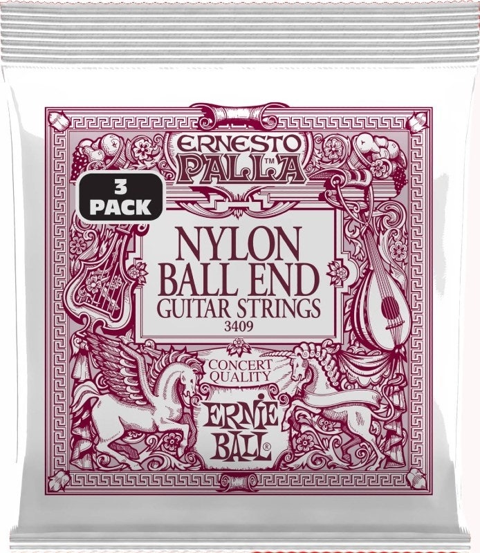 Ernie Ball 3409 Black & Gold Nylon Ball End Strings 3-pack