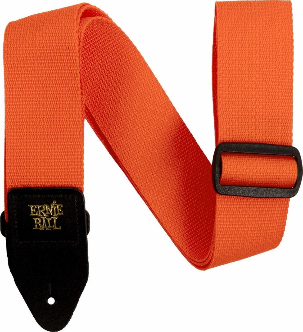 Ernie Ball 5353 Sangle poly pour Guitares orange avec cuir Black
