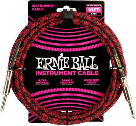Ernie Ball 6394 Câble instrument 3 M (10 ft) - Black et rouge